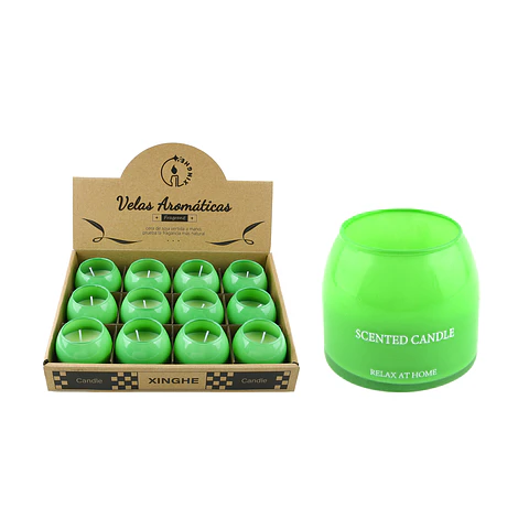 Vela aromática en vaso verde 6*6.2cm