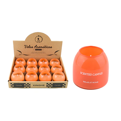 Vela aromática en vaso naranja 6*6.2cm