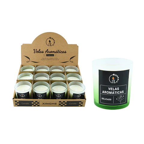 Vela aromática en vaso verde 7*8cm