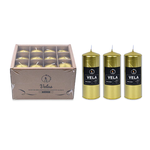 Vela aromática pilar dorado 5*13cm