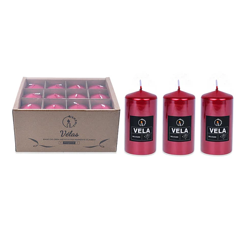 Vela aromática pilar rojo metalizada 5*10cm