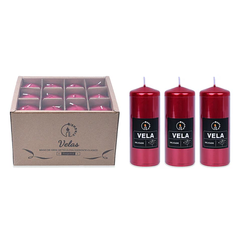 Vela aromática pilar rojo metalizada 5*13cm