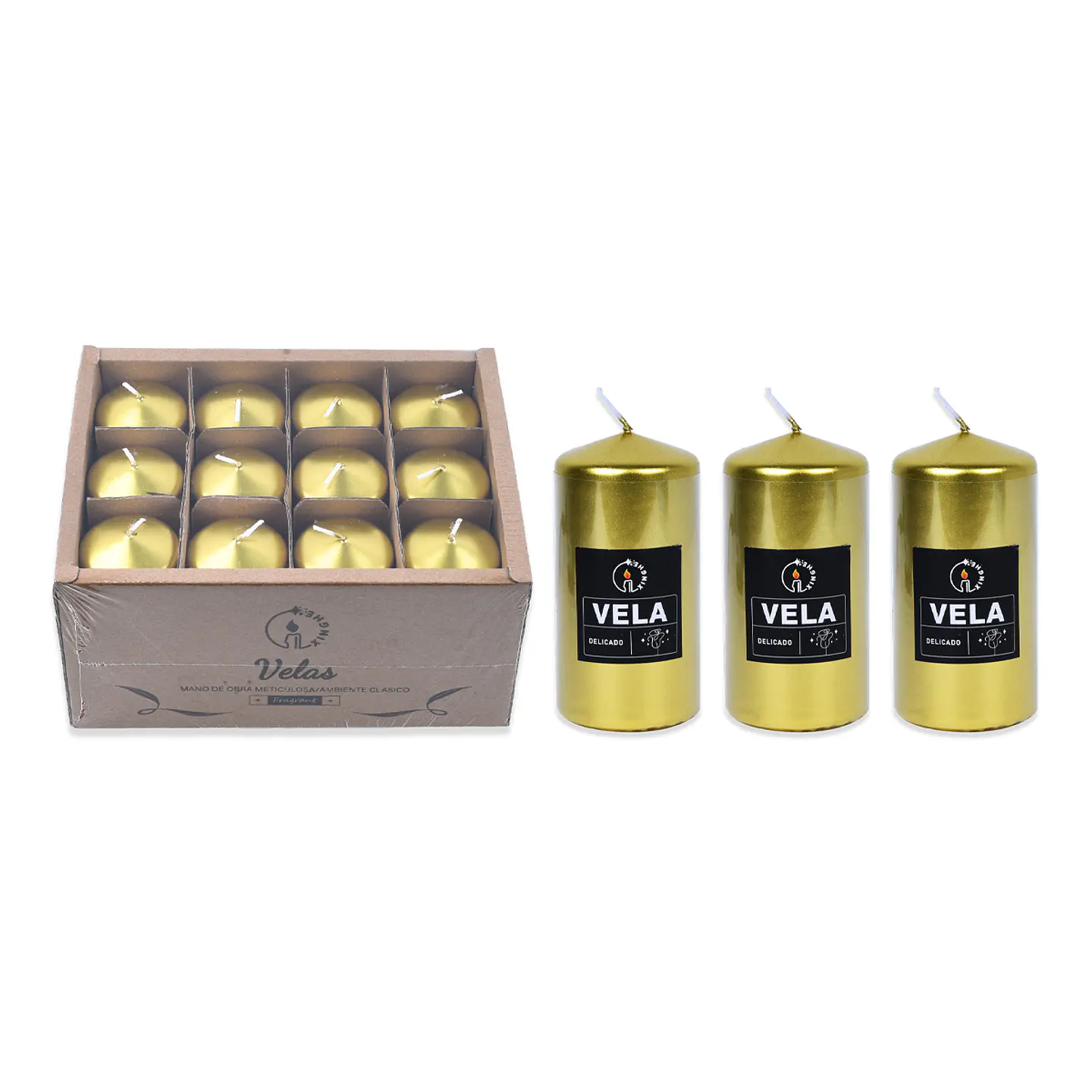 Vela aromática pilar dorado 7*10cm 1