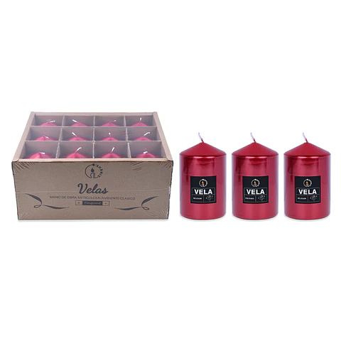 Vela aromática pilar rojo metalizada 7*13cm