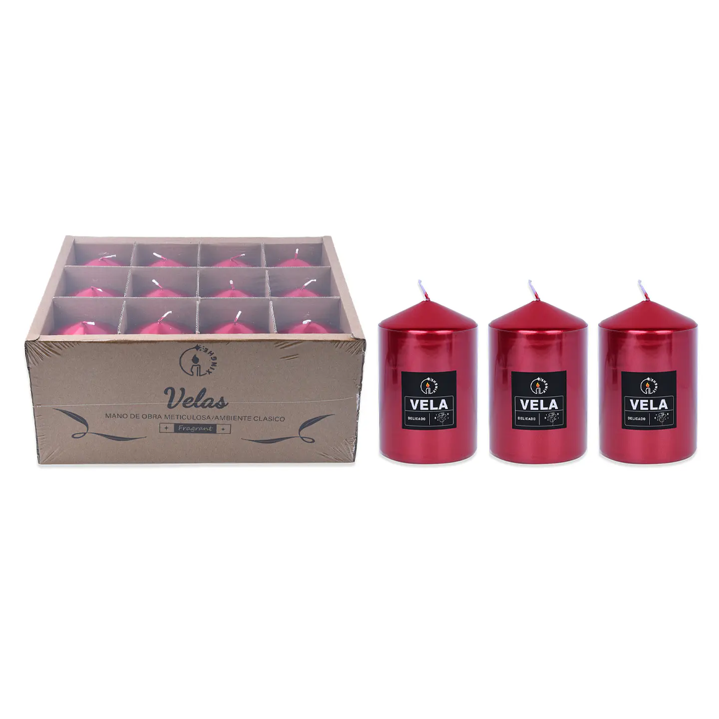 Vela aromática pilar rojo metalizada 7*13cm 1