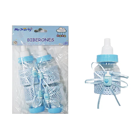 Adornos de biberones para baby shower celeste 4*9cm 4pcs