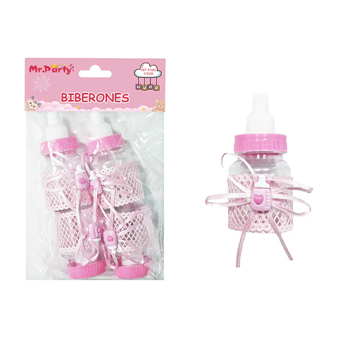 Adornos de biberones para baby shower rosado 4*9cm 4pcs
