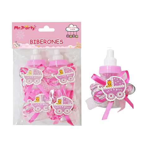 Adornos de biberones para baby shower rosado 4*9cm 4pcs