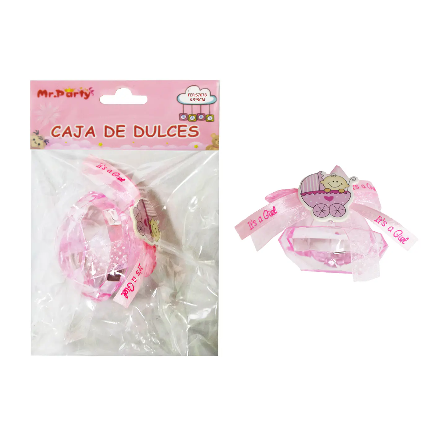 Adornos de baby shower rosado 6.5*9cm 1pc 1