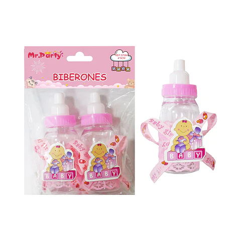 Adornos de biberones para baby shower rosado 4*11cm 2pcs