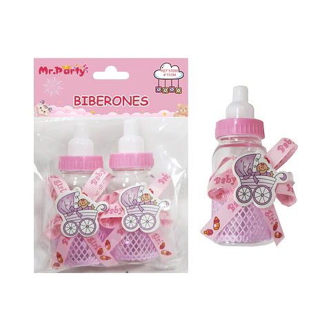 Adornos de biberones para baby shower rosado 4*11cm 2pcs