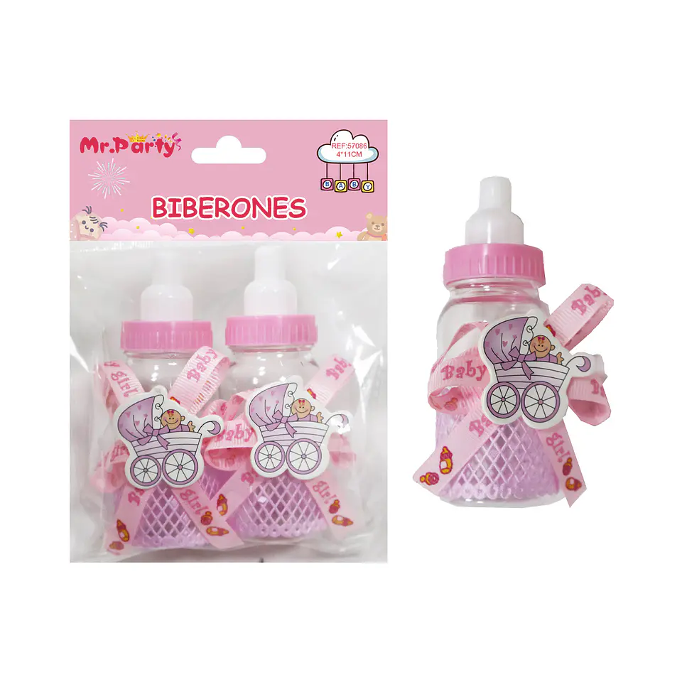 Adornos de biberones para baby shower rosado 4*11cm 2pcs 1