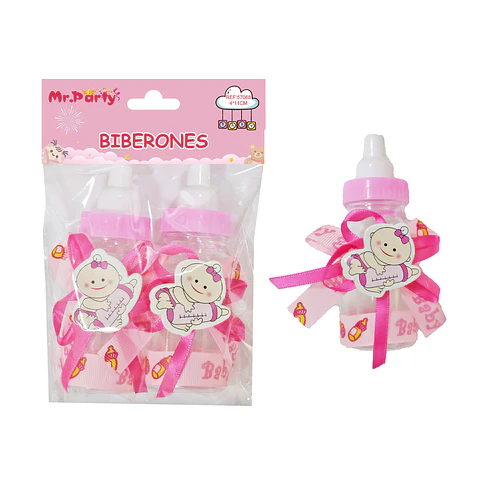 Adornos de biberones para baby shower rosado 4*11cm 2pcs