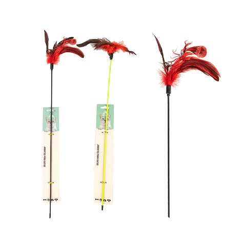Juguete barra con plumas para gatos 65cm