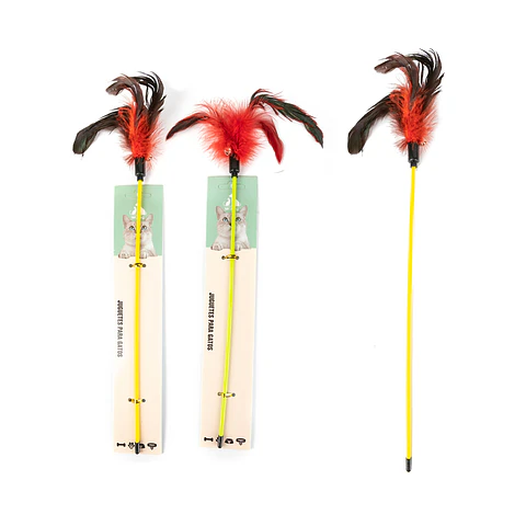 Juguete barra con plumas para gatos 32cm