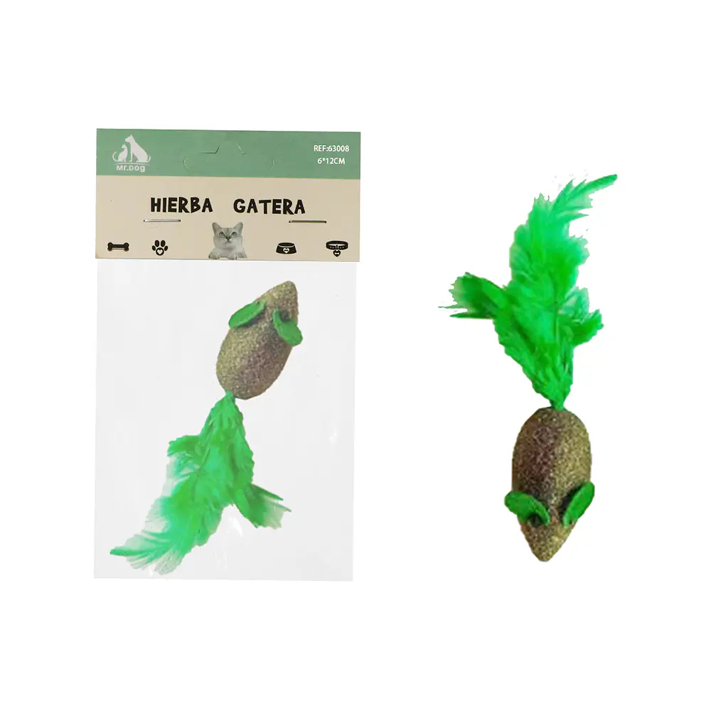 Ratón de hierba gatera con plumas 4.3cm