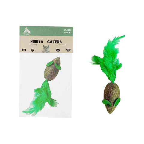 Ratón de hierba gatera con plumas 4.3cm