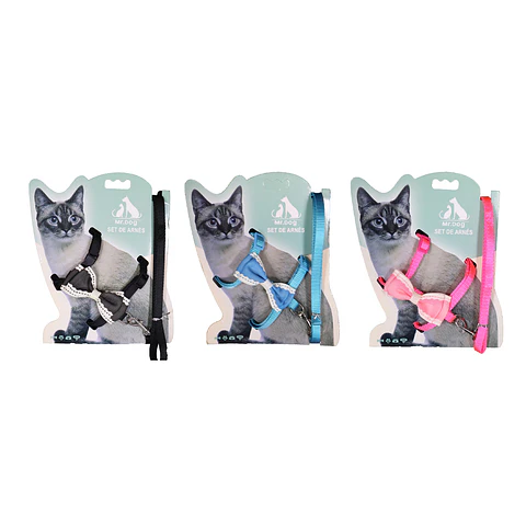 Set de arnés H harness con lazo para gato color aleatorio