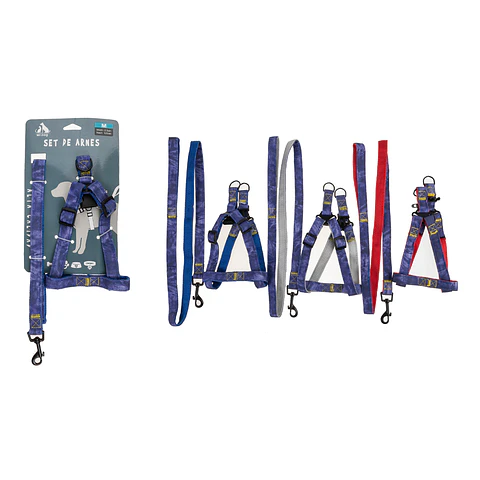 Set de arnés step in y correa denim de nylon 2.0cm color aleatorio