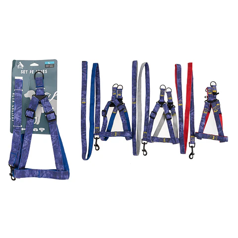 Set de arnés step in y correa denim de nylon 2.5cm color aleatorio