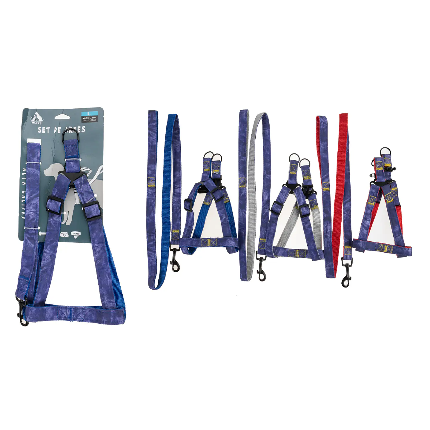 Set de arnés step in y correa denim de nylon 2.5cm color aleatorio 1
