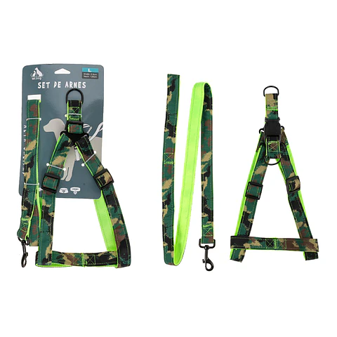 Set de arnés step in y correa camuflaje 2.5cm color aleatorio