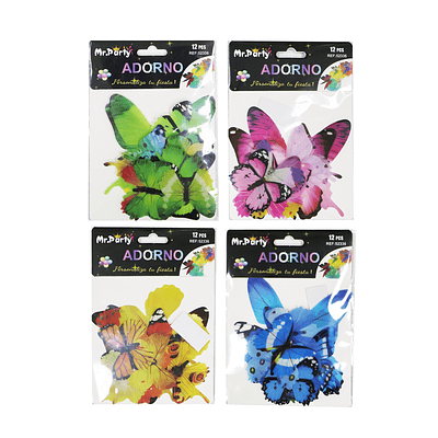 Adorno fluor decorativo mariposa Color Aleatorio 12pcs