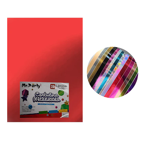 Cartulina metalizada rojo 50*70cm 20pcs