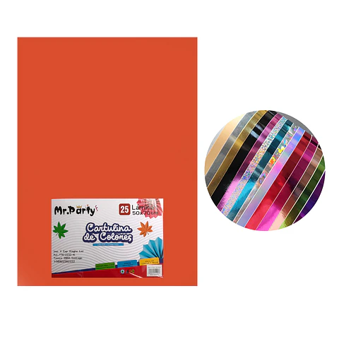 Cartulina naranja rojo 50*70cm 25pcs