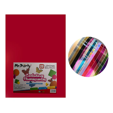 Cartulina fluorescente rojo 50*70cm 20pcs