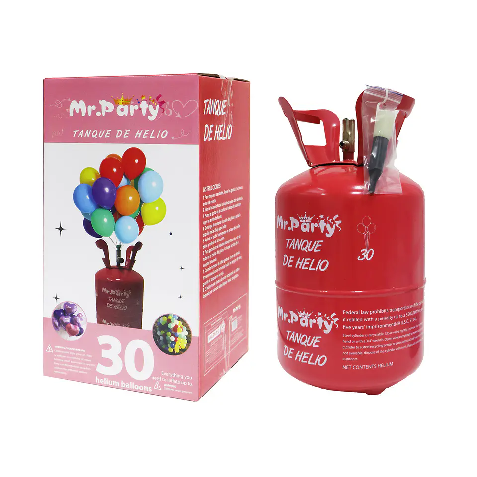 Tanque de helio para 30 globos rojo 7L 1