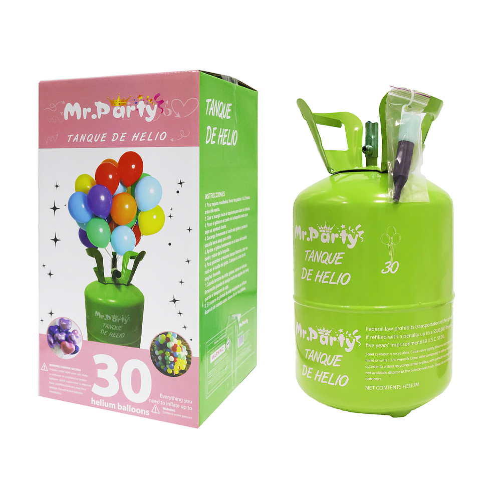 Tanque de helio para 30 globos verde 7L