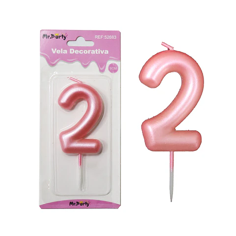 Vela de número 2 rosado 3.8*6cm