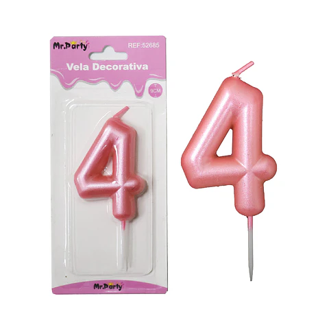 Vela de número 4 rosado 3.8*6cm