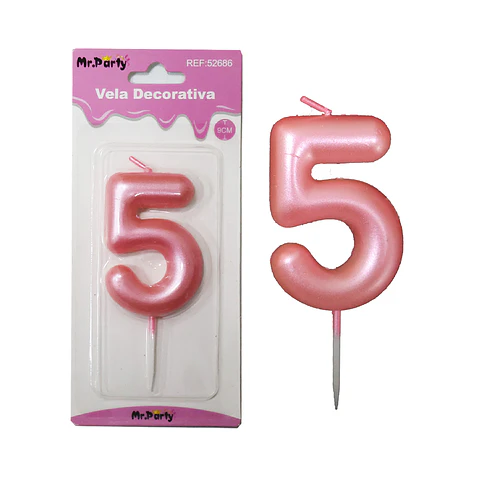 Vela de número 5 rosado 3.8*6cm