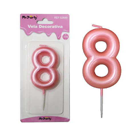 Vela de número 8 rosado 3.8*6cm