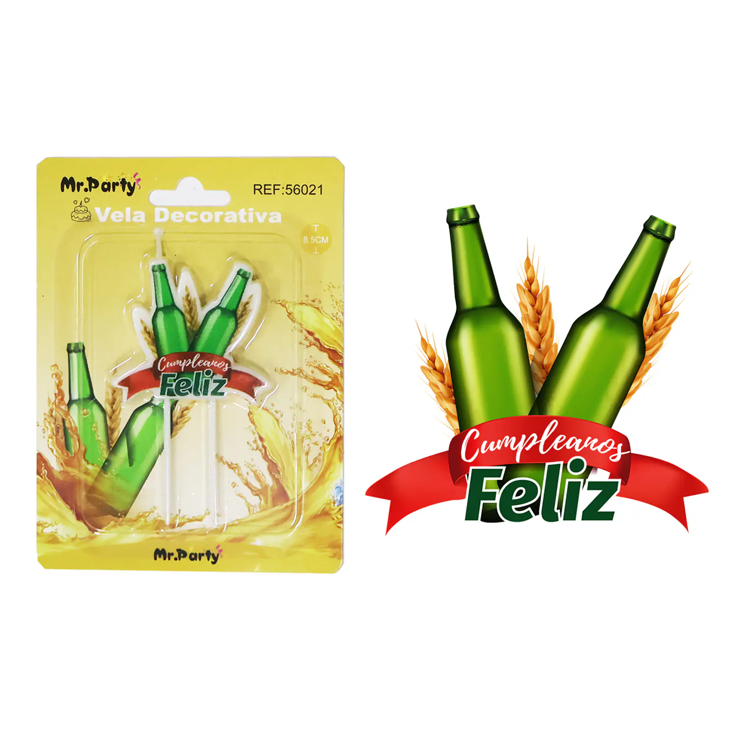 Vela de feliz cumpleaños con cervezas 5*5.5cm 1