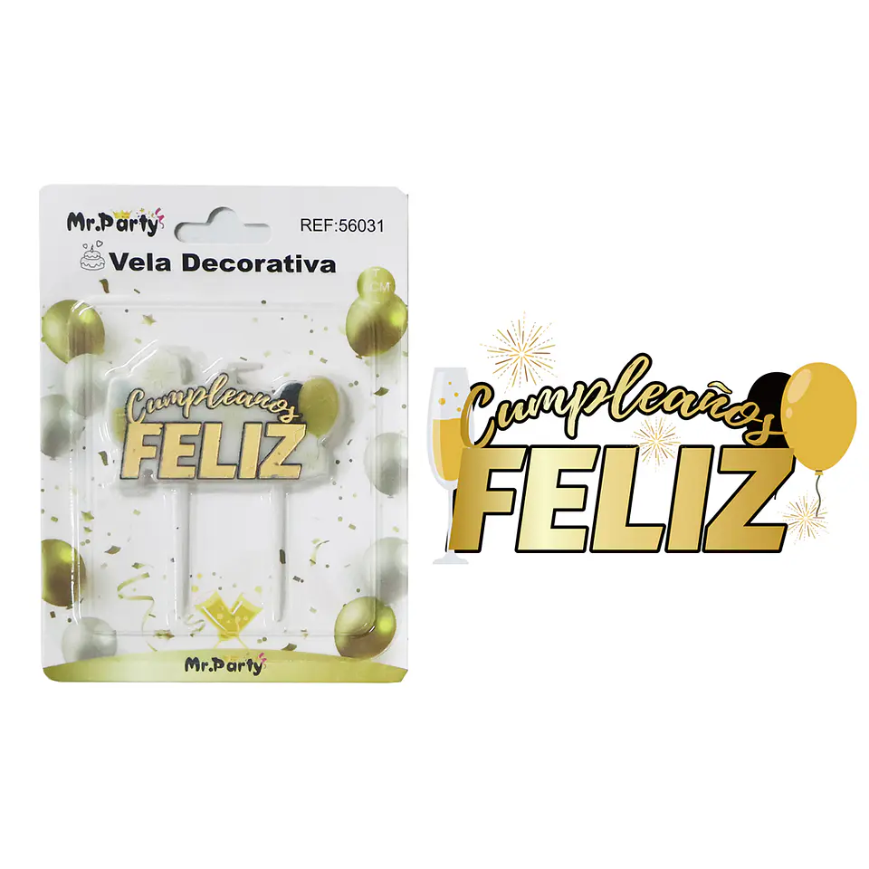 Vela de feliz cumpleaños dorado 4*7cm 1
