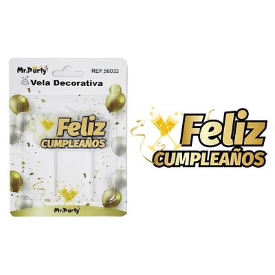 Vela de feliz cumpleaños dorado 4*7.5cm