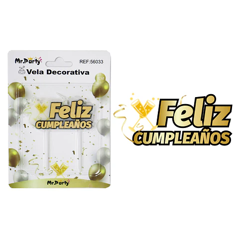 Vela de feliz cumpleaños dorado 4*7.5cm