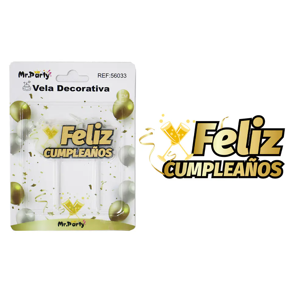 Vela de feliz cumpleaños dorado 4*7.5cm 1