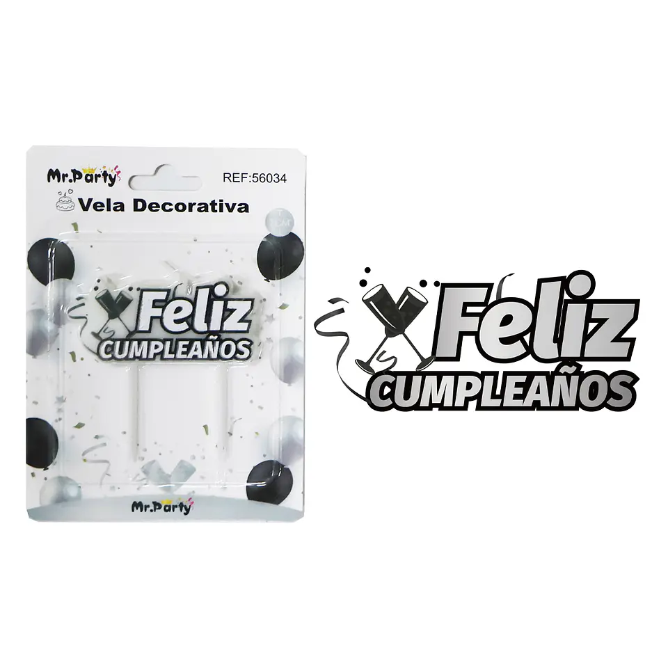 Vela de feliz cumpleaños plateado 4*7.5cm 1