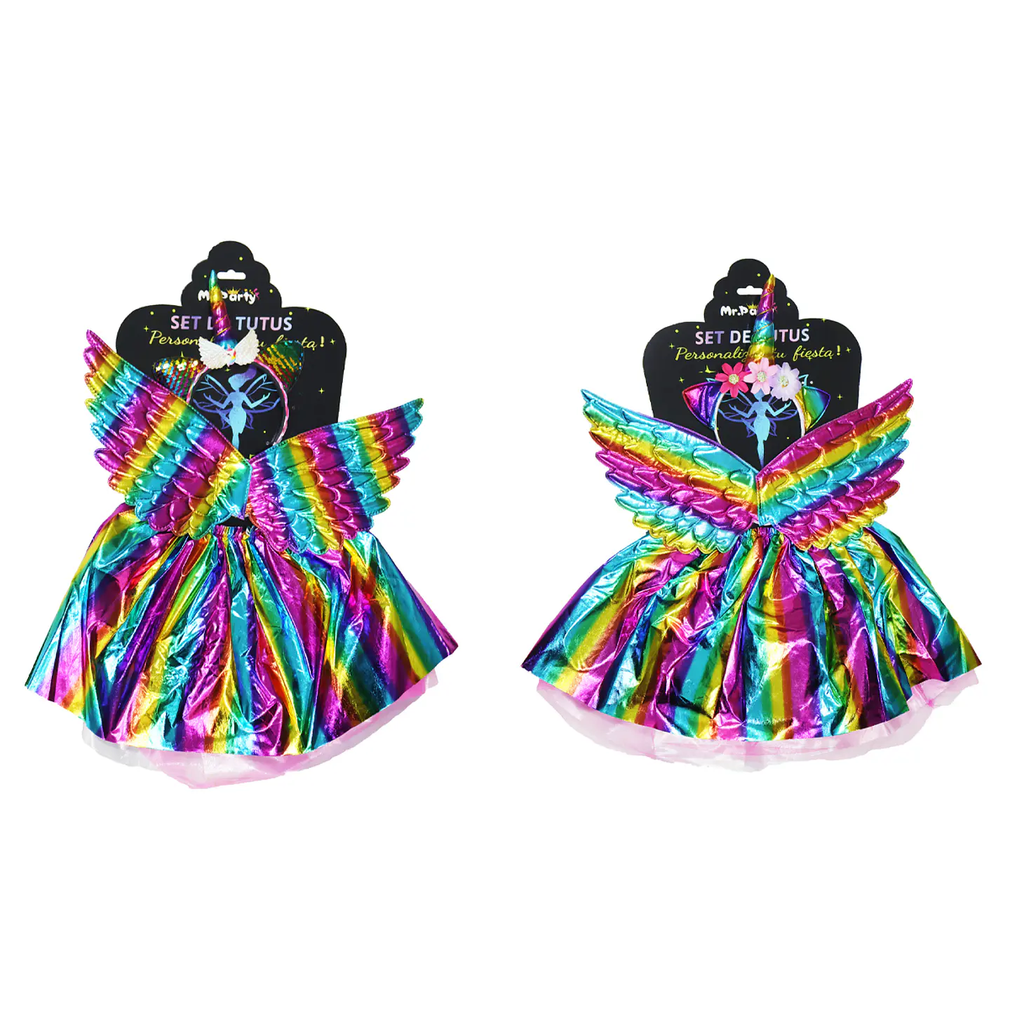Conjunto con cintillo de unicorio, alas y falda 3pcs 1