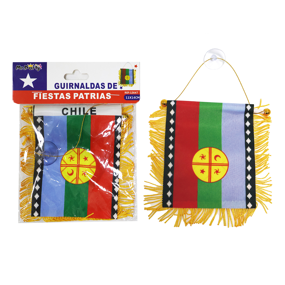 Colgante Bandera Mapuche Fiestas Patrias 11*14cm