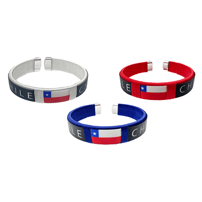 Pulseras Bandera de Chile color aleatorio 12pcs