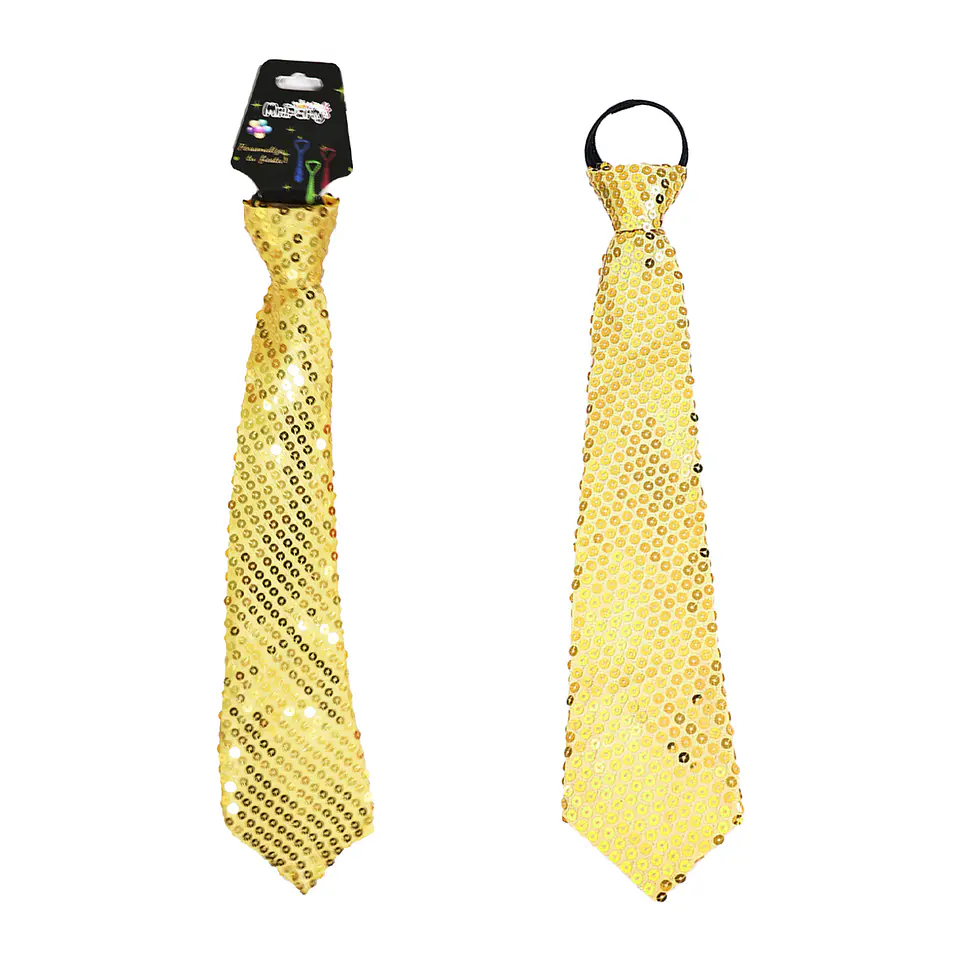 Corbata de lentejuelas dorada de fiesta 1