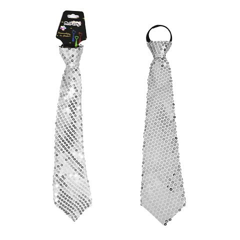 Corbata de lentejuelas plateado de fiesta