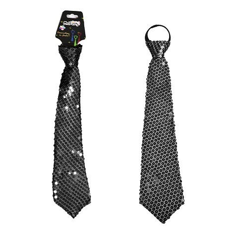 Corbata de lentejuelas negro de fiesta