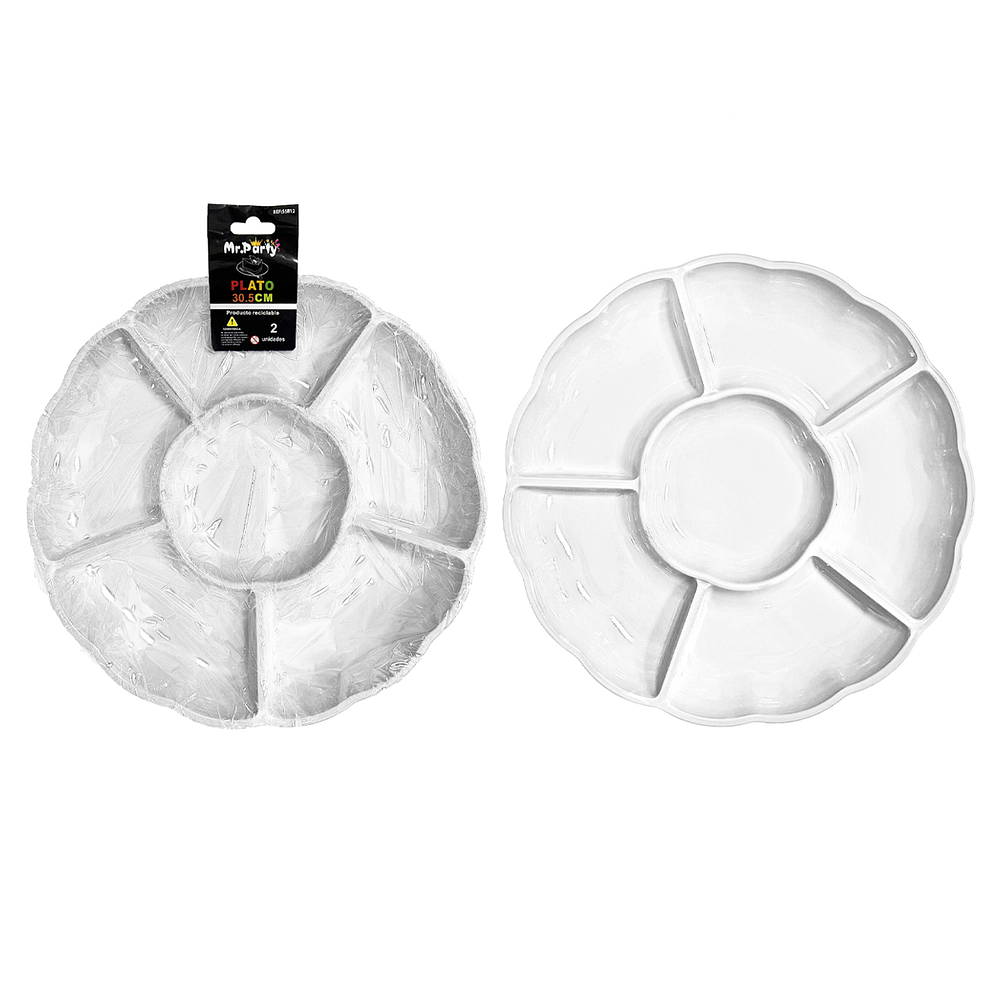 Bandeja plástica blanco con division 30.5cm 2pcs