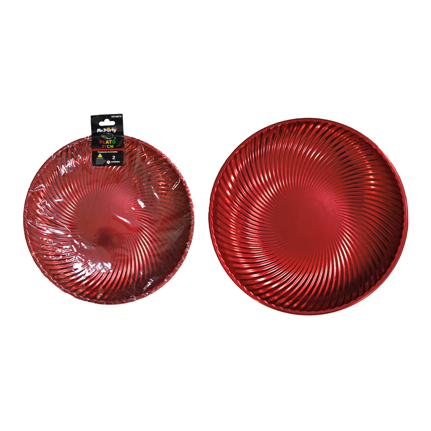 Plato plástico redondo rojo 31cm 2pcs 1